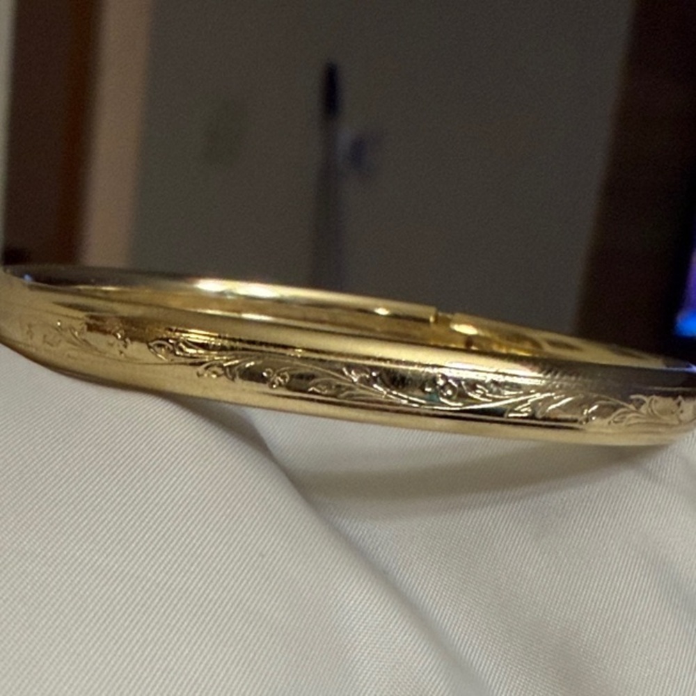 Engraved Gold-Tone Bangle child Bracelet